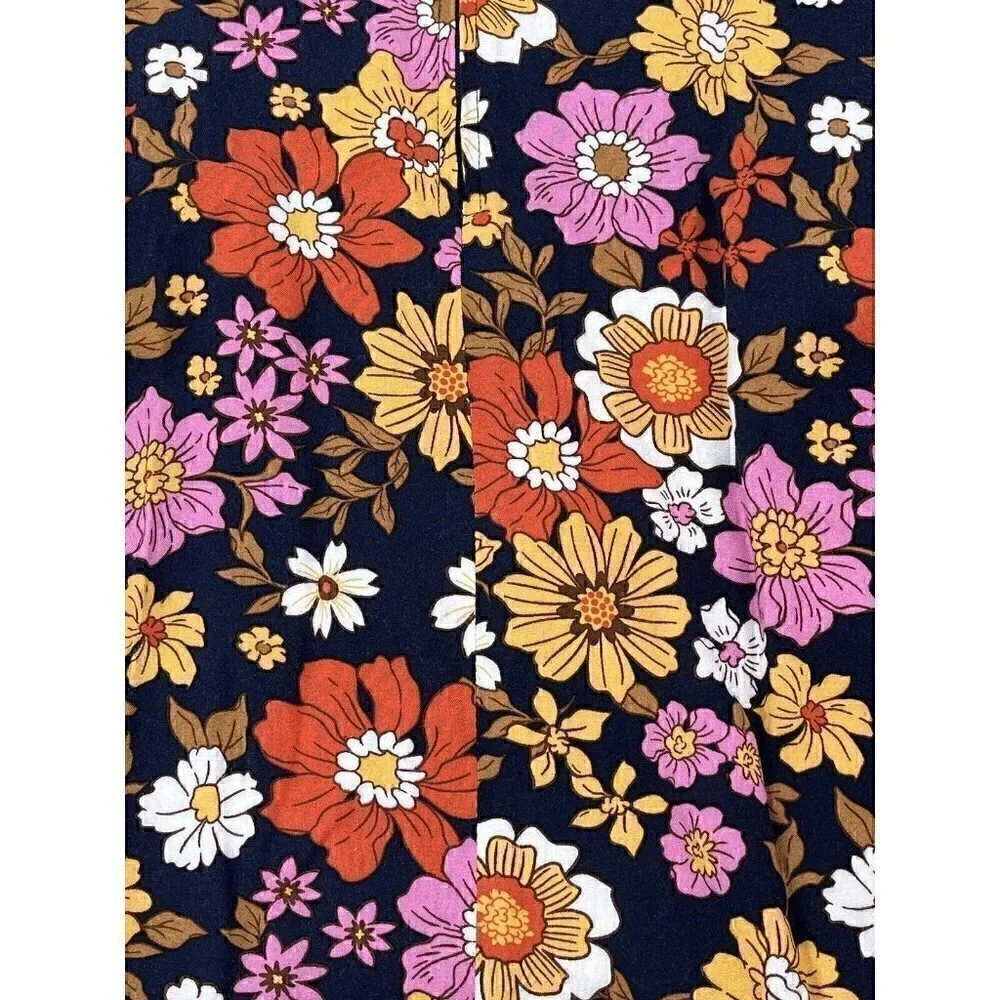 RARE EDITIONS 3pc Dress Set Girls Navy  Size 14 Top Necklace Floral Printed NEW
